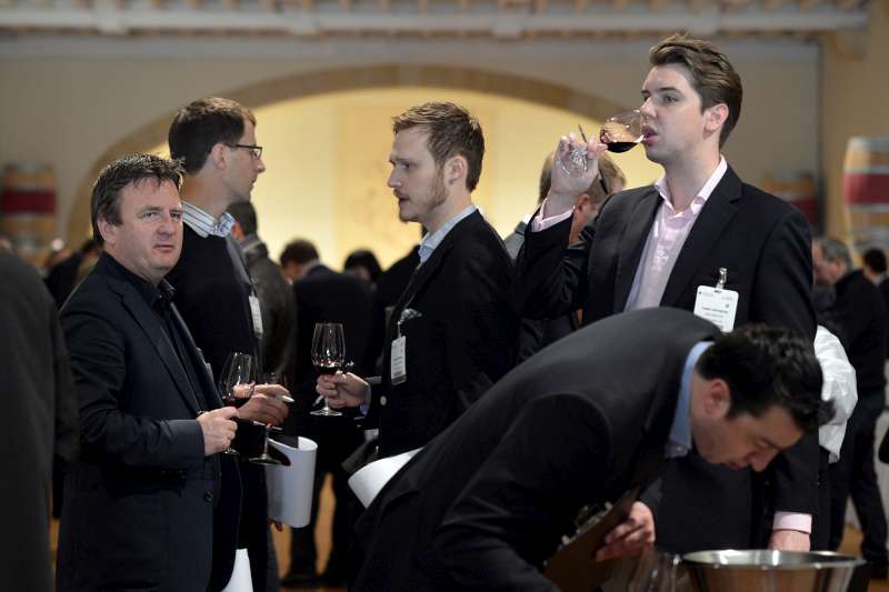 The team tasting during the St Estephe UGC at Phélan Ségur